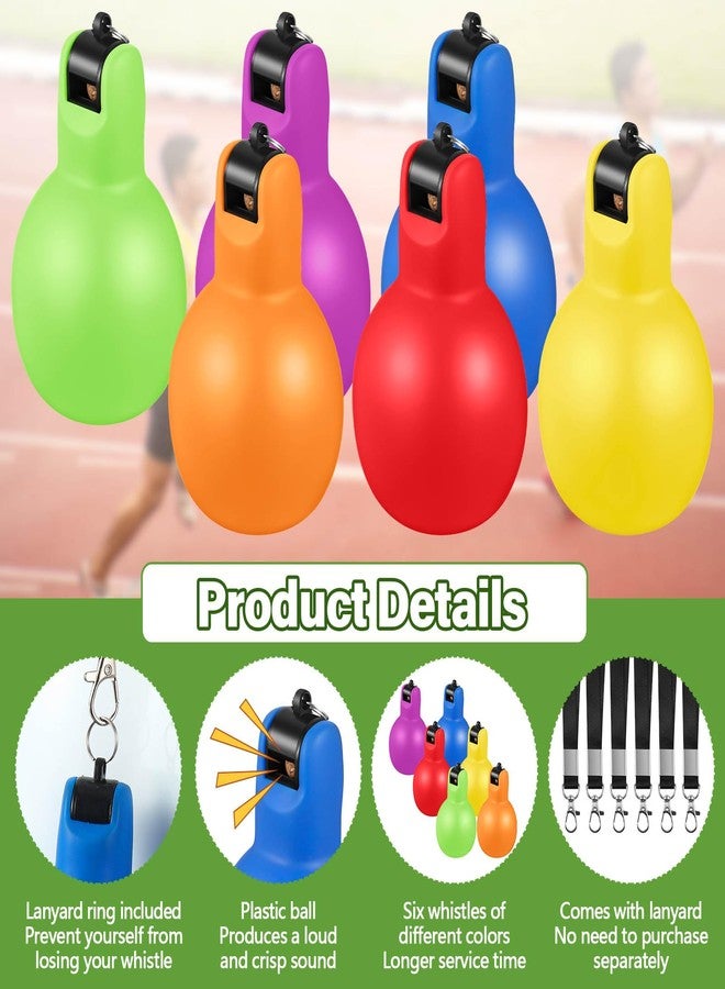 Rotatingpals 6 Pcs Hand Squeeze Whistles with Lanyards Multicolored Coach Whistle for Coaches Referees Handheld Sports for Indoor Outdoor Home Sports, Soft PVC (Multicolor) - Image 3